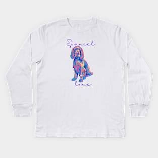 Spaniel Love bright colorful Kids Long Sleeve T-Shirt